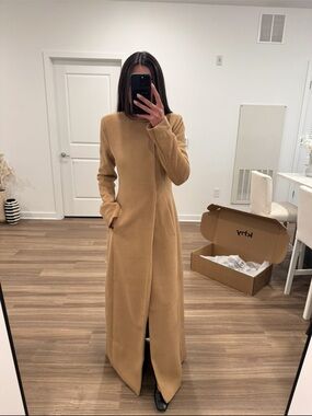 NWT KHY X ENTIRE STUDIOS LONG TAILORED COAT - CAMEL - XS